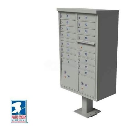 Florence Mfg Co Vital Cluster Box Unit, 16 Mailboxes, 2 Parcel Lockers, Postal Grey 1570-16AF